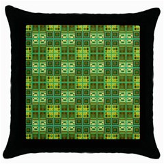 Mod Yellow Green Squares Pattern Throw Pillow Case (black)