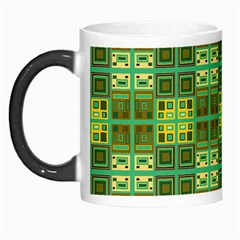 Mod Yellow Green Squares Pattern Morph Mugs by BrightVibesDesign