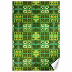 Mod Yellow Green Squares Pattern Canvas 12  X 18  by BrightVibesDesign