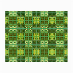 Mod Yellow Green Squares Pattern Small Glasses Cloth (2-side)