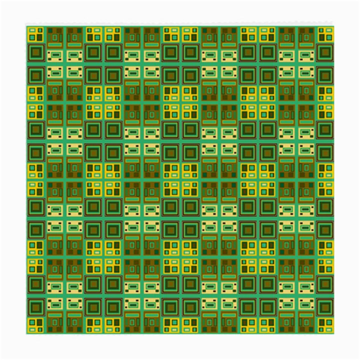 Mod Yellow Green Squares Pattern Medium Glasses Cloth (2-Side)