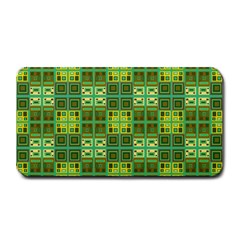 Mod Yellow Green Squares Pattern Medium Bar Mats