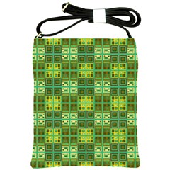 Mod Yellow Green Squares Pattern Shoulder Sling Bag