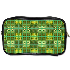 Mod Yellow Green Squares Pattern Toiletries Bag (one Side)