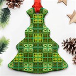 Mod Yellow Green Squares Pattern Ornament (Christmas Tree)  Front