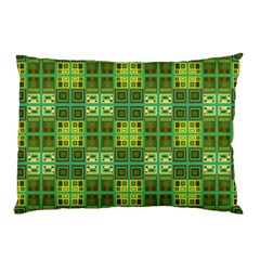 Mod Yellow Green Squares Pattern Pillow Case (two Sides)