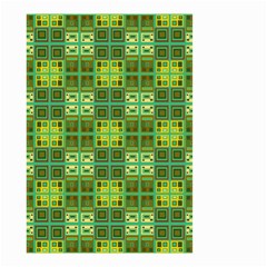 Mod Yellow Green Squares Pattern Small Garden Flag (two Sides)