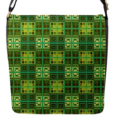 Mod Yellow Green Squares Pattern Flap Closure Messenger Bag (s)