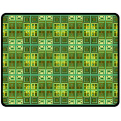 Mod Yellow Green Squares Pattern Double Sided Fleece Blanket (medium) 