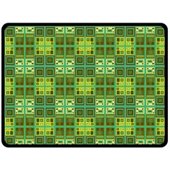 Mod Yellow Green Squares Pattern Double Sided Fleece Blanket (large) 