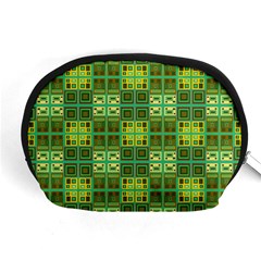 Mod Yellow Green Squares Pattern Accessory Pouch (medium) by BrightVibesDesign