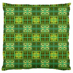 Mod Yellow Green Squares Pattern Large Flano Cushion Case (two Sides)