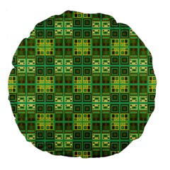 Mod Yellow Green Squares Pattern Large 18  Premium Flano Round Cushions