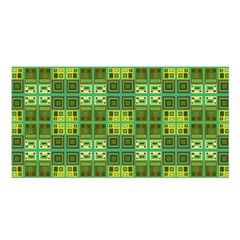 Mod Yellow Green Squares Pattern Satin Shawl