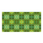 Mod Yellow Green Squares Pattern Satin Shawl Front