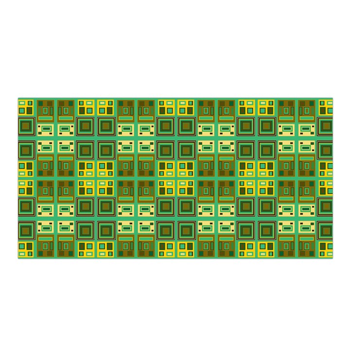 Mod Yellow Green Squares Pattern Satin Shawl