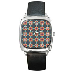 Abstract Background Square Metal Watch