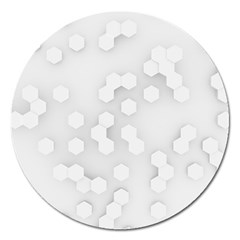 White Abstract Wall Paper Design Frame Magnet 5  (round) by Simbadda