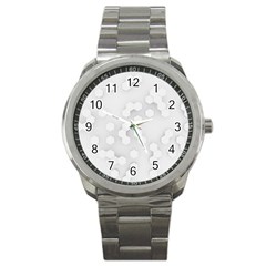 White Abstract Wall Paper Design Frame Sport Metal Watch by Simbadda