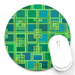 Green Abstract Geometric Round Mousepads by Simbadda