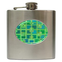 Green Abstract Geometric Hip Flask (6 Oz) by Simbadda