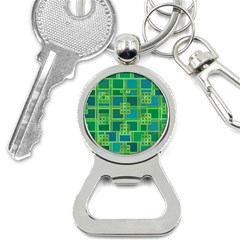 Green Abstract Geometric Bottle Opener Key Chains by Simbadda