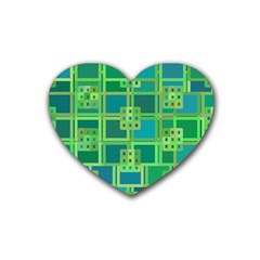 Green Abstract Geometric Rubber Coaster (heart)  by Simbadda