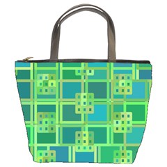 Green Abstract Geometric Bucket Bag by Simbadda