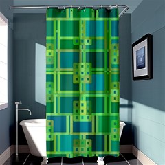 Green Abstract Geometric Shower Curtain 36  X 72  (stall)  by Simbadda