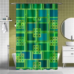 Green Abstract Geometric Shower Curtain 48  X 72  (small)  by Simbadda