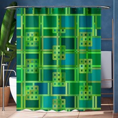 Green Abstract Geometric Shower Curtain 60  X 72  (medium)  by Simbadda