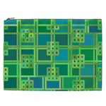 Green Abstract Geometric Cosmetic Bag (XXL) Front