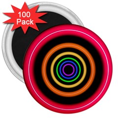 Neon Light Abstract Pattern Lines 3  Magnets (100 Pack) by Simbadda