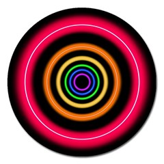 Neon Light Abstract Pattern Lines Magnet 5  (round) by Simbadda