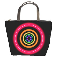 Neon Light Abstract Pattern Lines Bucket Bag by Simbadda