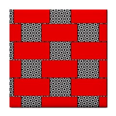 Black And White Red Patterns Tile Coasters