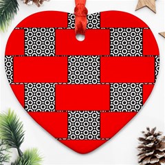 Black And White Red Patterns Ornament (heart) by Simbadda