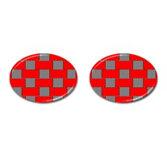 Black And White Red Patterns Cufflinks (oval) by Simbadda