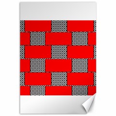 Black And White Red Patterns Canvas 12  X 18  by Simbadda