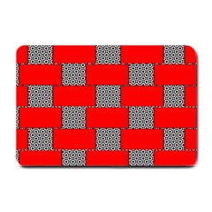 Black And White Red Patterns Small Doormat  by Simbadda