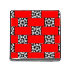 Black And White Red Patterns Memory Card Reader (square 5 Slot) by Simbadda