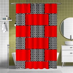 Black And White Red Patterns Shower Curtain 48  X 72  (small) 