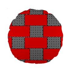 Black And White Red Patterns Standard 15  Premium Round Cushions by Simbadda