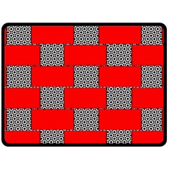 Black And White Red Patterns Double Sided Fleece Blanket (large)  by Simbadda