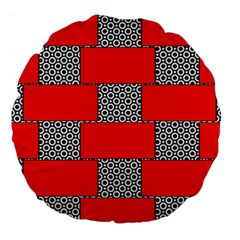 Black And White Red Patterns Large 18  Premium Flano Round Cushions by Simbadda