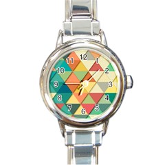 Background Geometric Triangle Round Italian Charm Watch by Simbadda