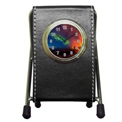 Abstract Texture Background Pen Holder Desk Clock