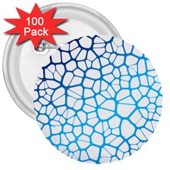 Network Social Neurons Brain Cells 3  Buttons (100 Pack)  by Simbadda