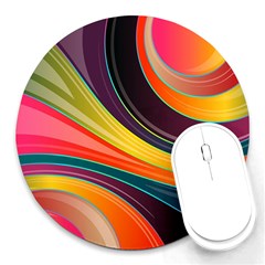 Abstract Colorful Background Wavy Round Mousepads by Simbadda