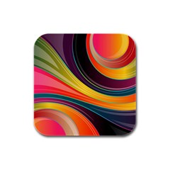 Abstract Colorful Background Wavy Rubber Square Coaster (4 Pack)  by Simbadda